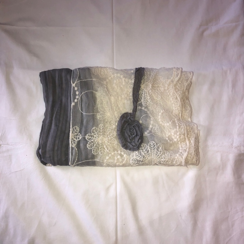 Sheer Embroidered Scarf